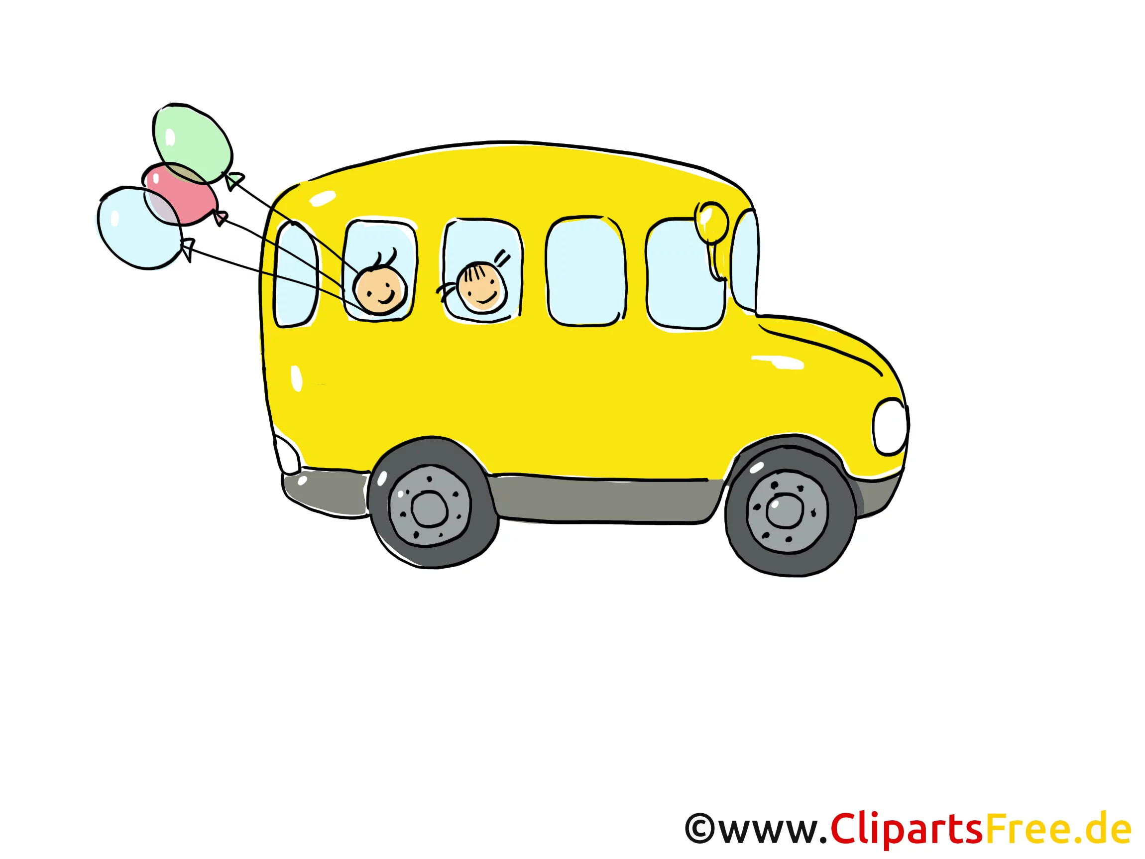 Schulbus gelb Clipart, Bild, Cartoon, Comic, Grafik
