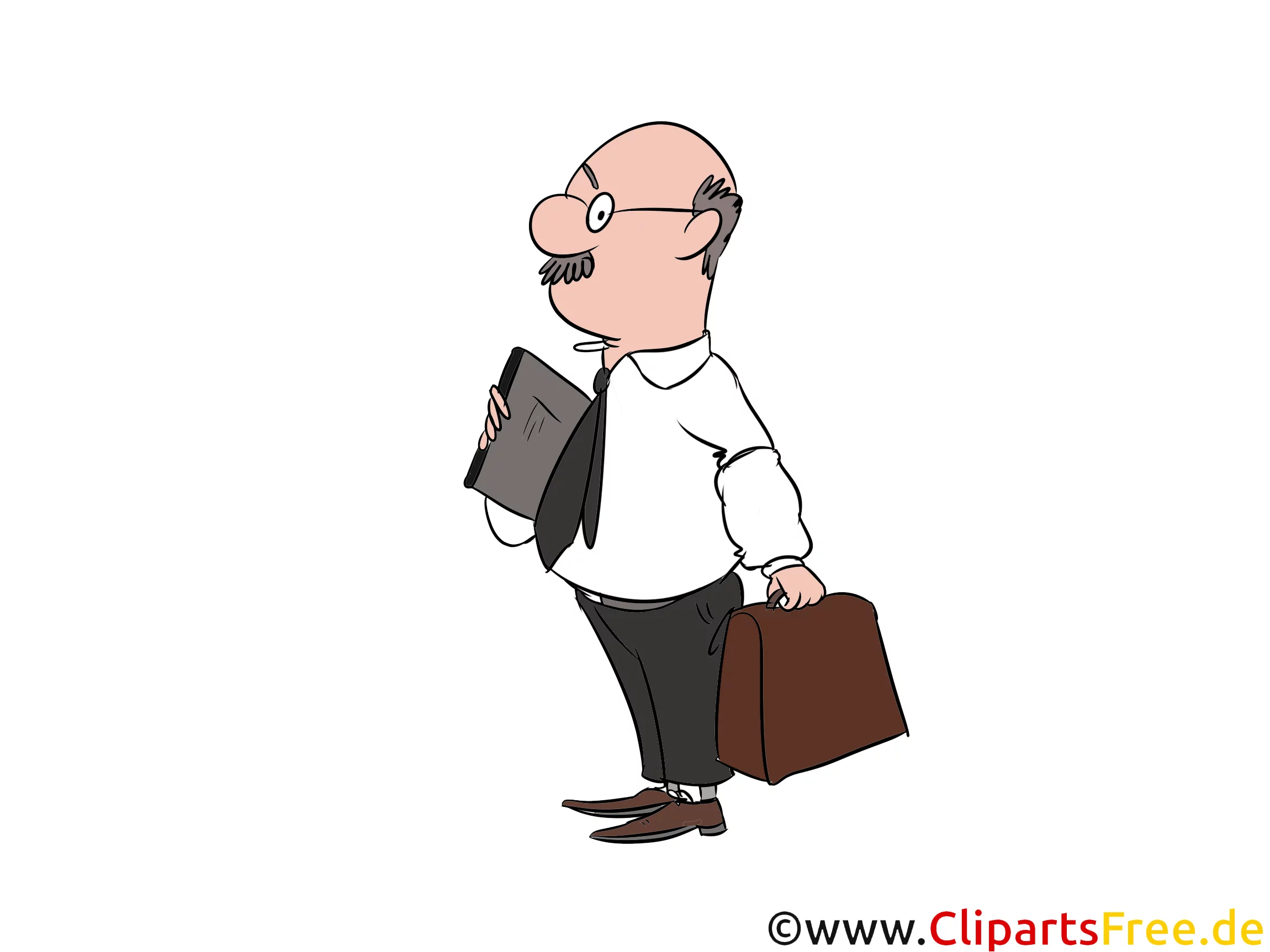 Buchhalter mit Tasche und Akten Clipart, Bild, Illustration