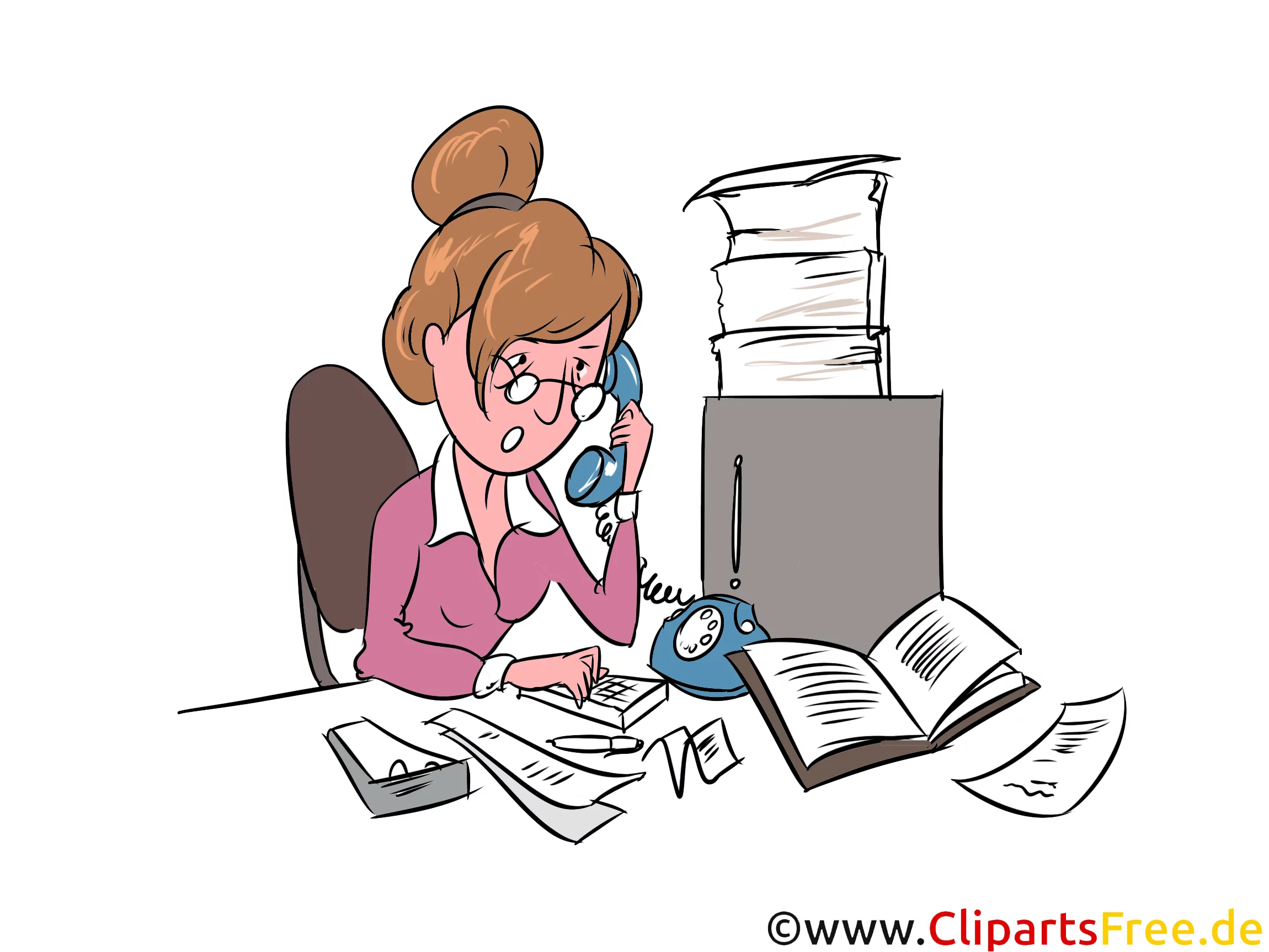 Sekretärin Illustration, Clipart, Grafik, Comic, Cartoon