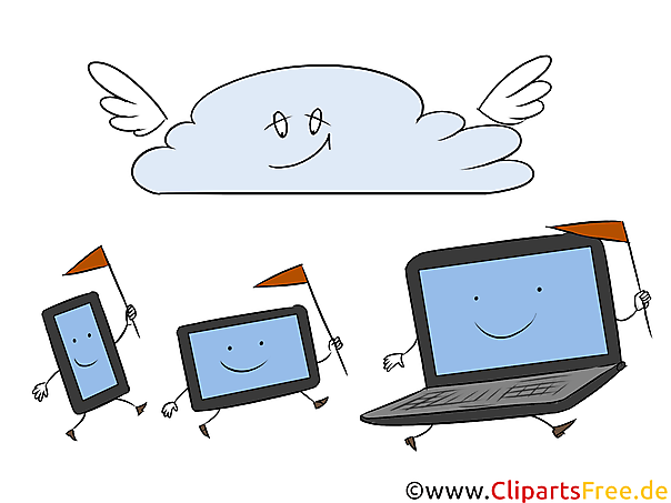 Clipart, Illustration, Cartoon Cloud Computing