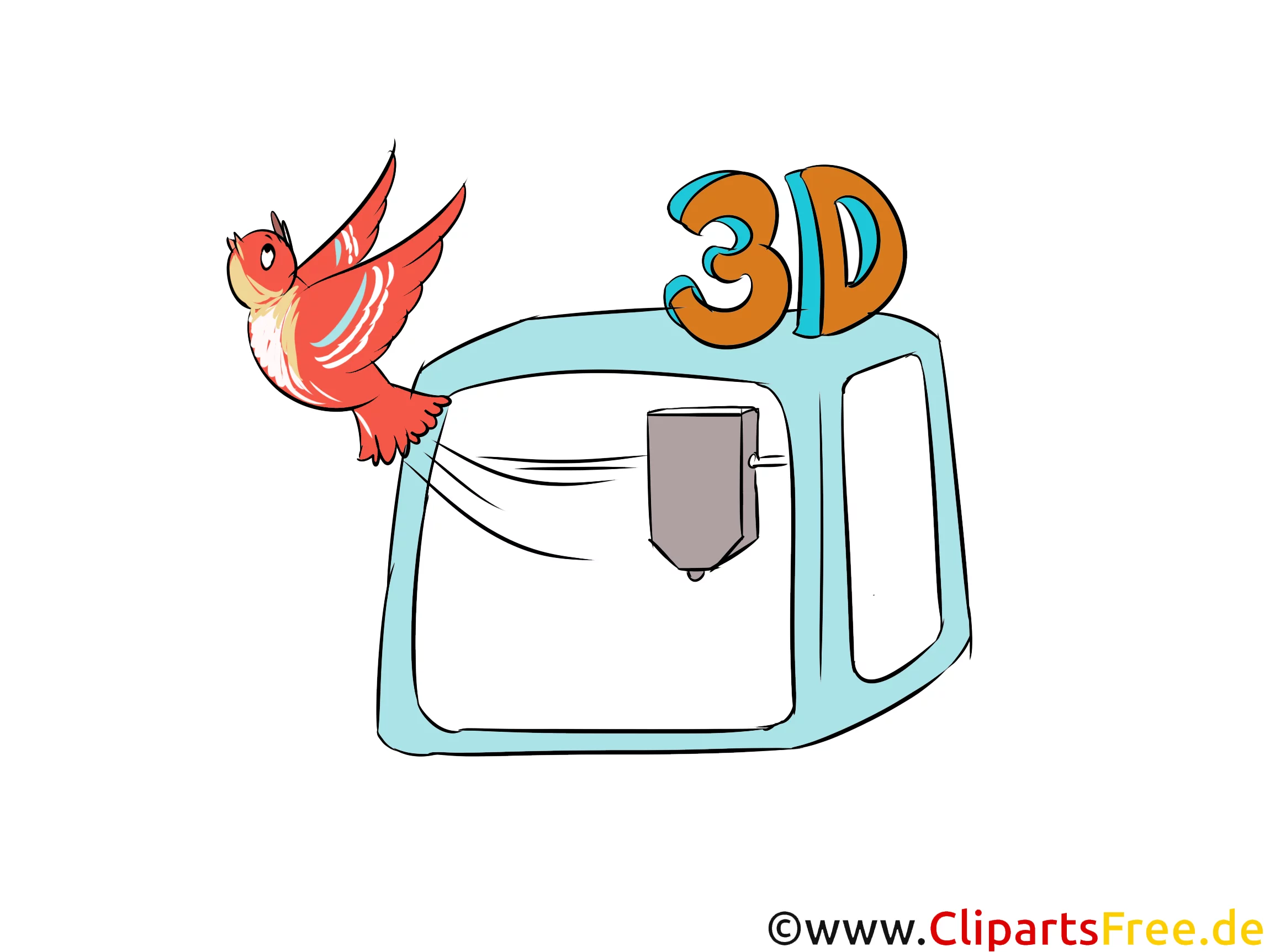 Dreidimensionaler Druck 3D Illustration, Cartoon, Comic, Clip Art