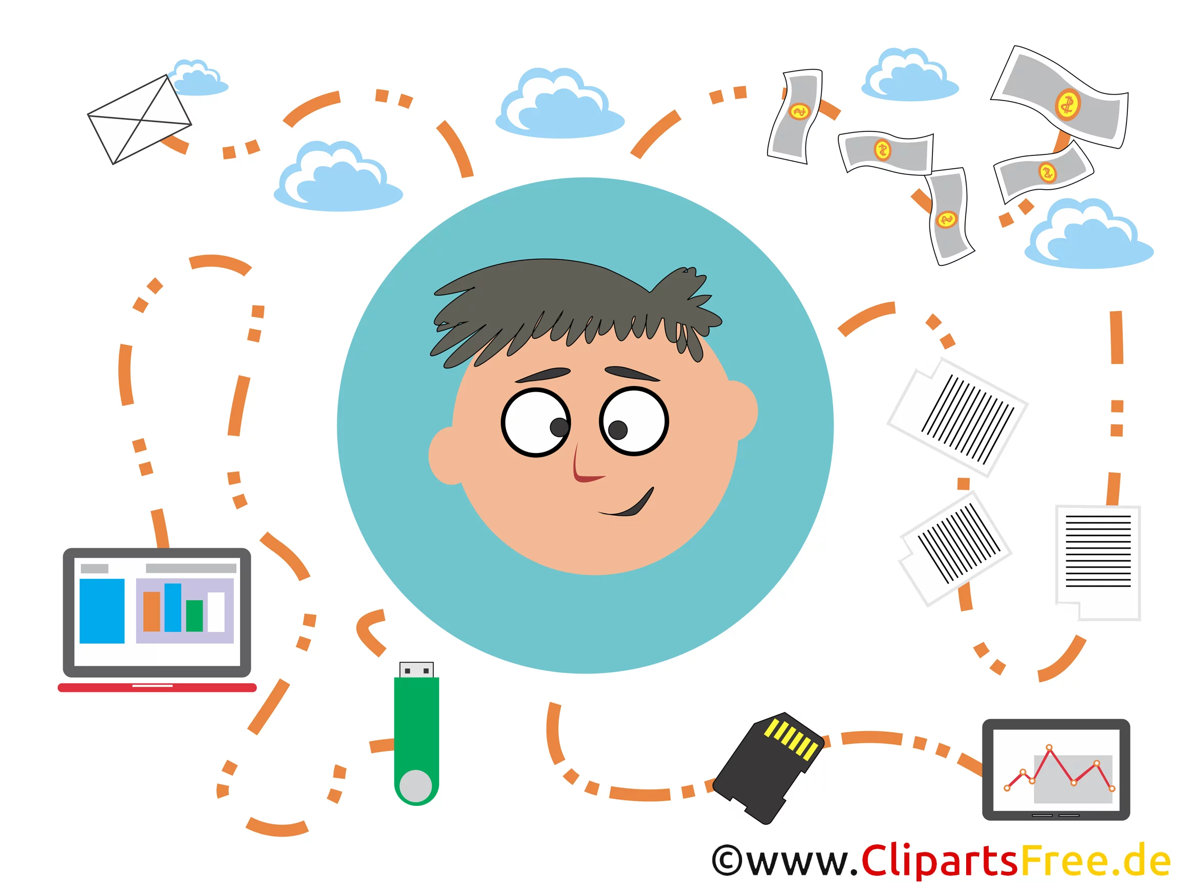 Cliparts Bank Software, Geldtransfer, FinTech, App