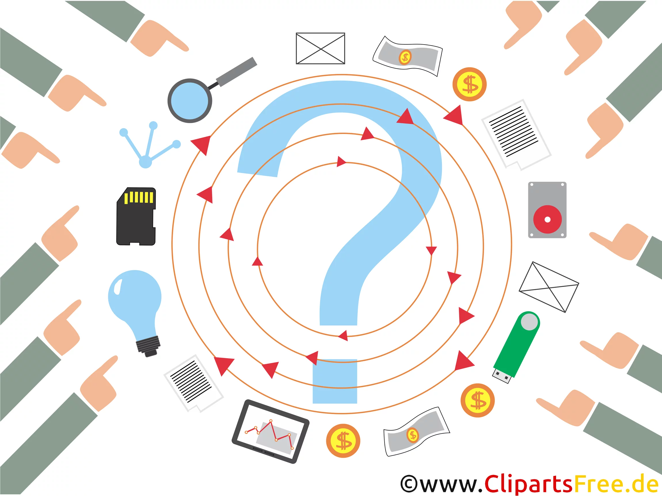 StartUp gründen Fragen und Antworten Clipart, Illustration