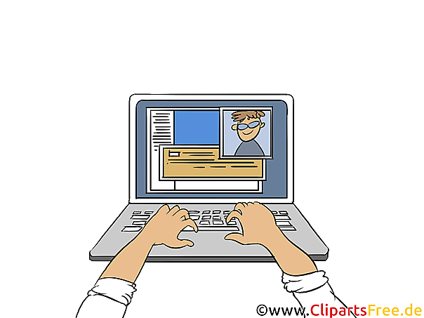 Hände tippen Text an Tastatur Clipart, Bild, Illustration