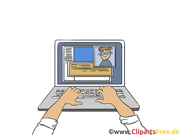 Hände tippen Text an Tastatur Clipart, Bild, Illustration