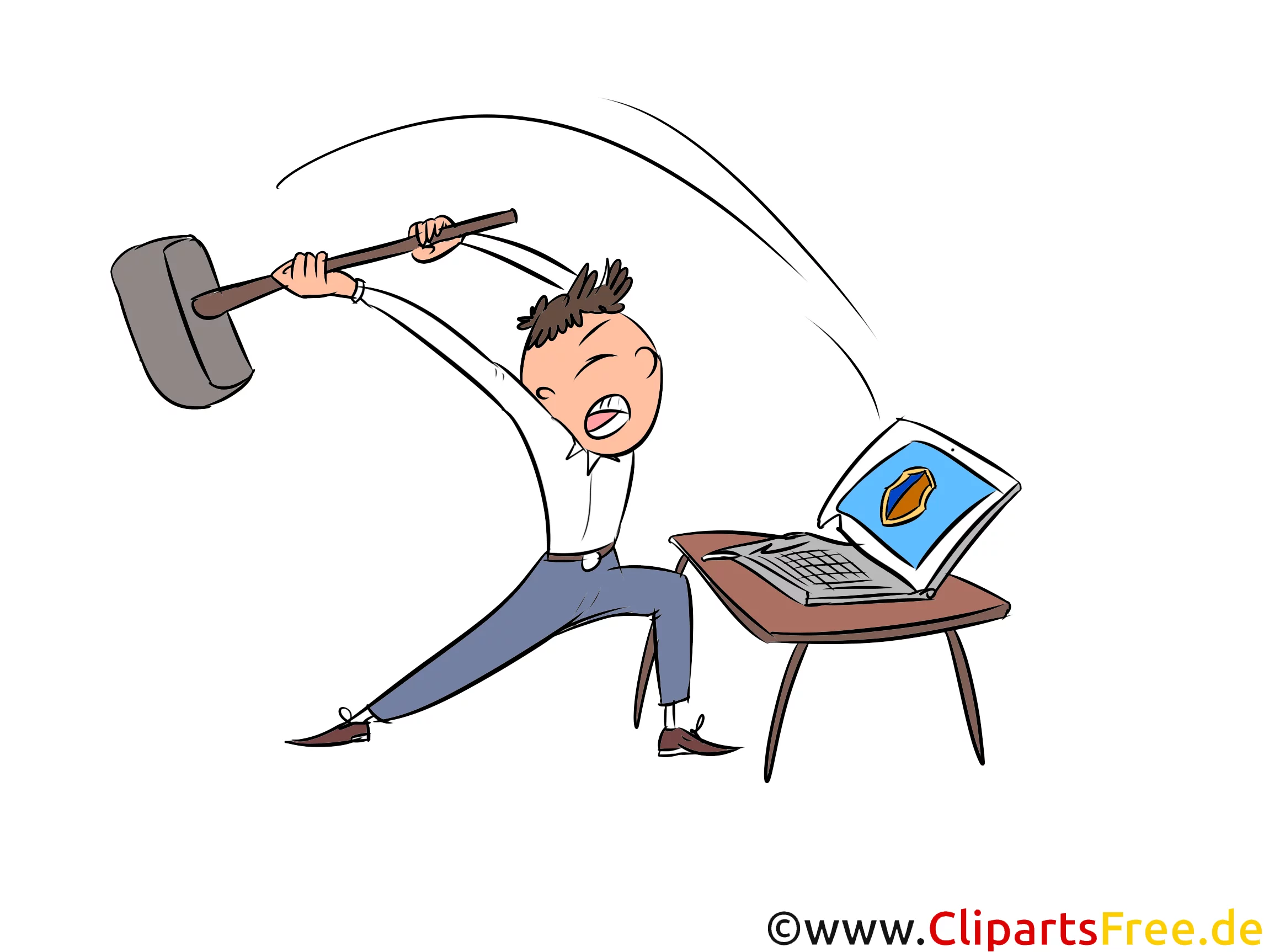 Ärger mit Computer Clipart, Bild, Illustration, Grafik