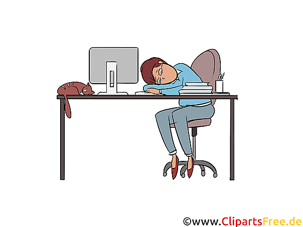 Müde vor Arbeit Clipart, Bild, Illustration