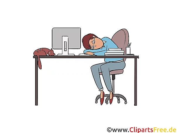 Müde vor Arbeit Clipart, Bild, Illustration
