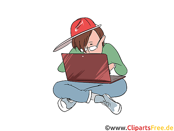 Startuper arbeitet am Notebook Clipart, Bild, Illustration