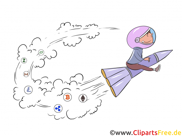 Krypto ist eine Rakete Clipart, Illustration