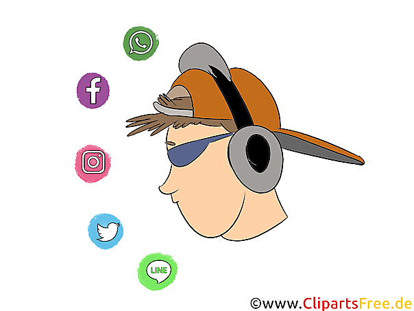 Cooler Typ mit Kopfhörern Clipart, Illustration, Bild