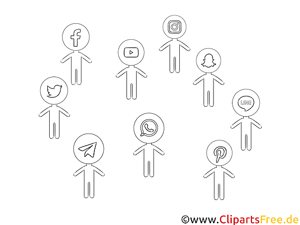 Schwarz-weisses Clipart Nutzer von sozialen Netzwerken