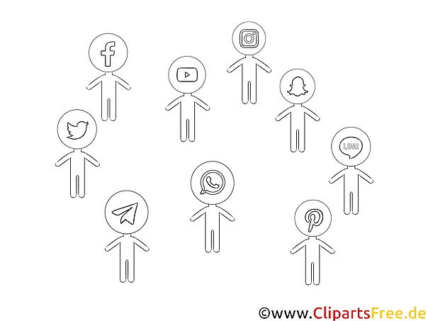 Schwarz-weisses Clipart Nutzer von sozialen Netzwerken