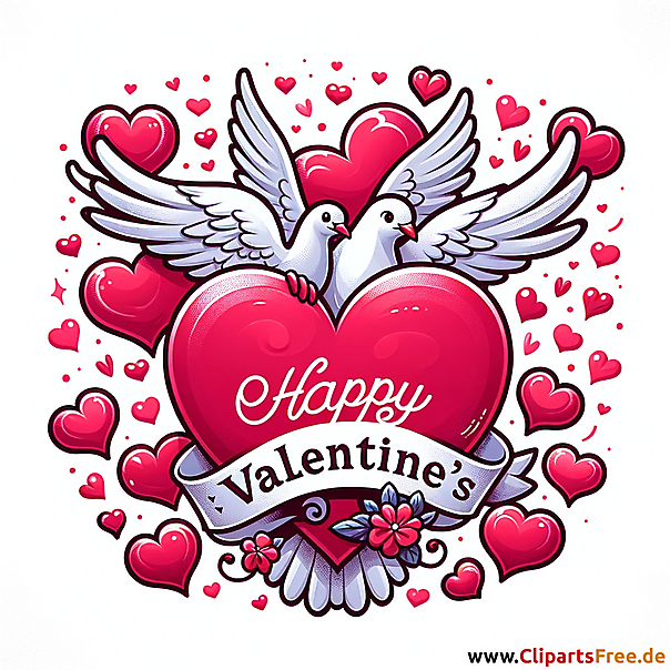 Bild zum Valentinstag mit Herz und Tauben