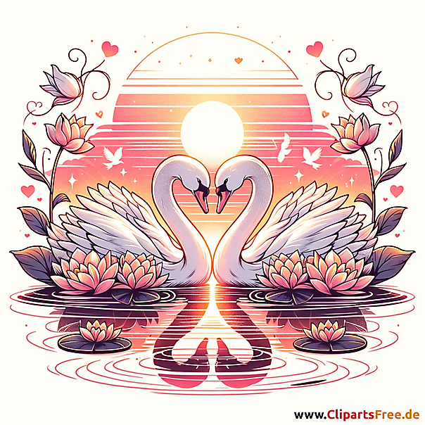 Schwäne schöne Illustration im PNG-Format