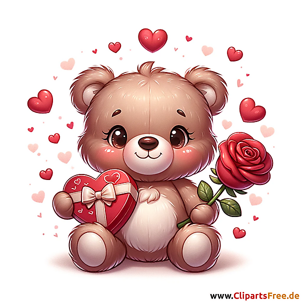 Teddy als Geschenk zum Valentinstag Bild zum Teilen per Smartphone