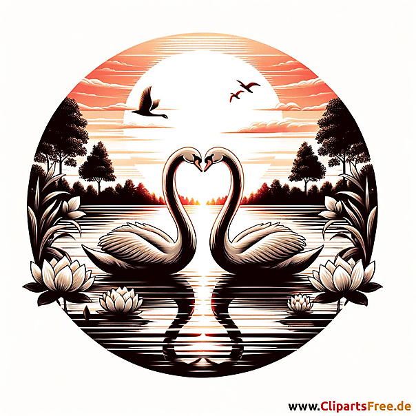 Zwei Schwäne Illustration zum Thema Liebe