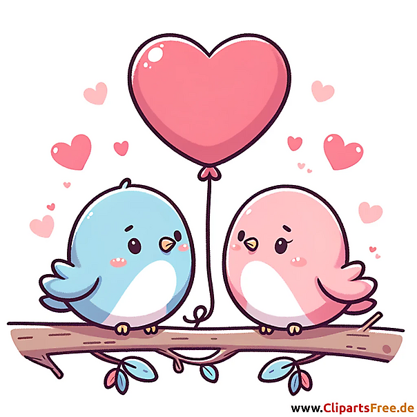 Zwei verliebte Vögel Clipart zum Thema Liebe