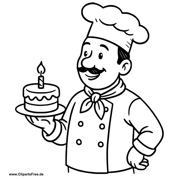 Koch mit Geburtstagstorte Clipart im SVG-Format