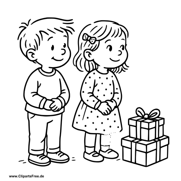 Clipart Kinder mit Geschenken