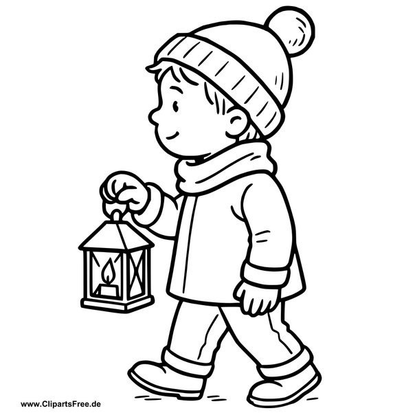 Junge mit Laterne Clipart