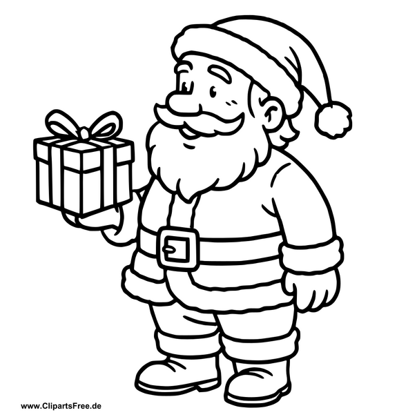 Weihnachtsmann mit Geschenk Clipart im SVG-Format