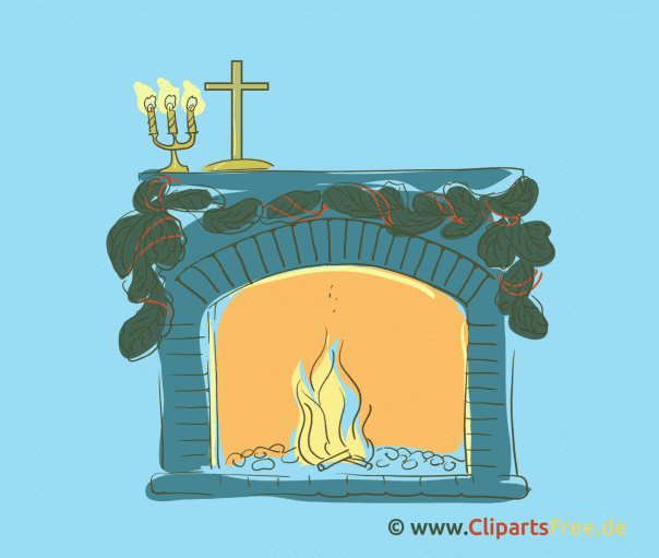Kamin Ofen Gif Animation Clipart zu Weihnachten
