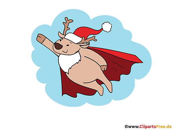 Hirsch Weihnachtsmann als Superman Bild für Lehrer und Schüler