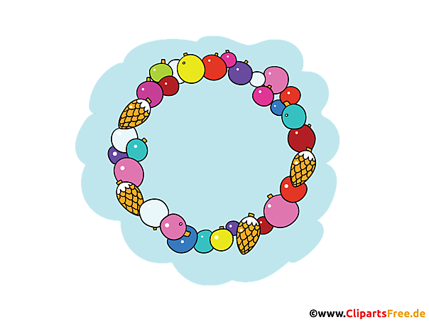 Kranz aus buntem Weihnachtsschmuck Illustration, Bild, PNG Clipart