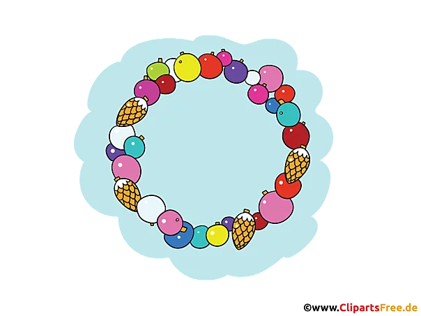 Kranz aus buntem Weihnachtsschmuck Illustration, Bild, PNG Clipart