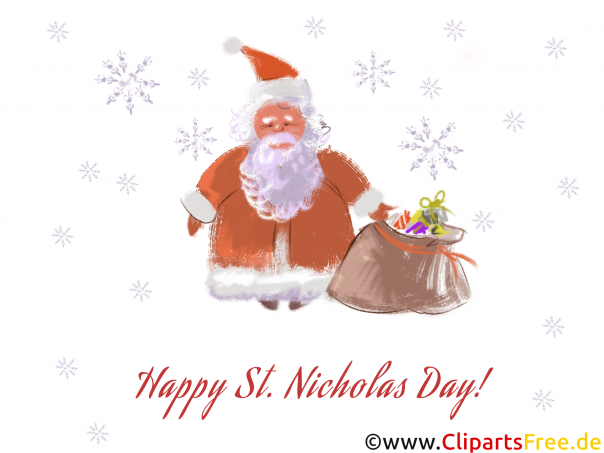 Sankt Nikolaus mit Geschenken Clipart, Illustration