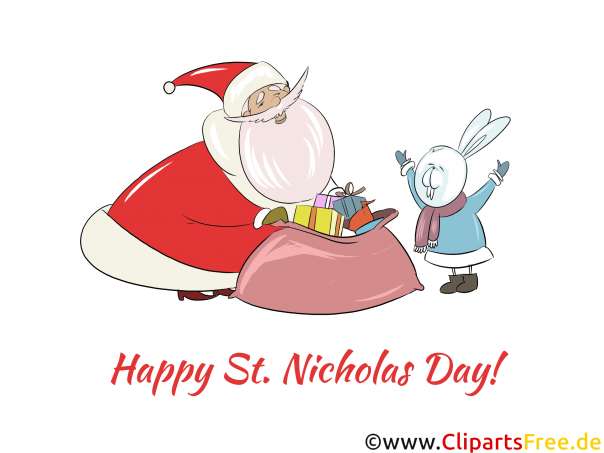 Schönes Nikolausfest Clipart, Grafik, e-Card zum Drucken