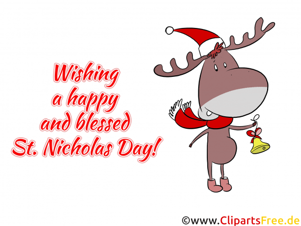 Weihnachtskarte zum Nikolaustag - Elch Clipart