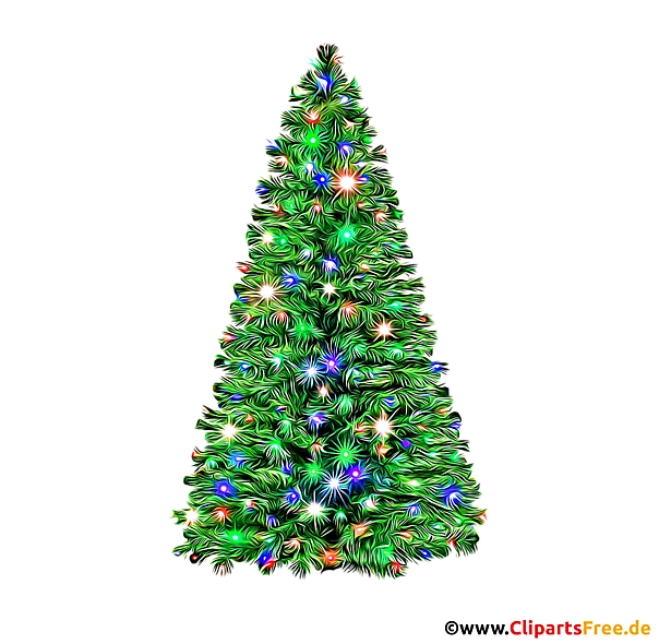 Künstlicher Weihnachtsbaum mit Beleuchtung Illustration, Bild, Clipart