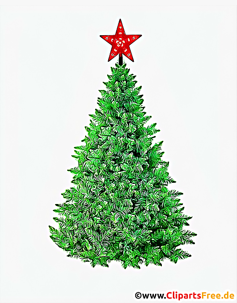 Tanne mit rotem Stern zu Weihnachten Clipart