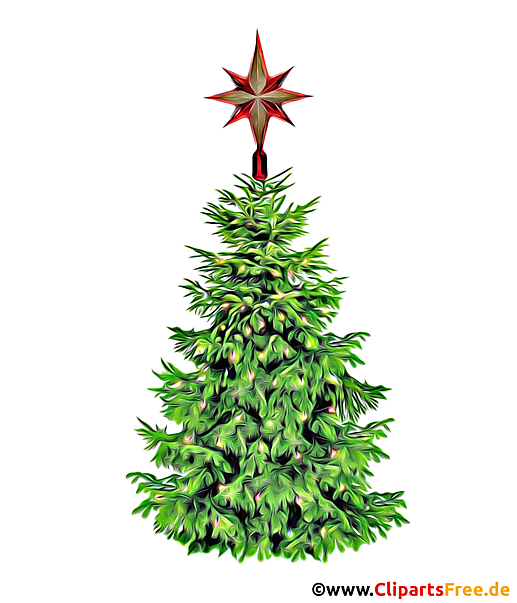 Tannenbaum mit Weihnachtsstern Illustration, Bild, Clipart