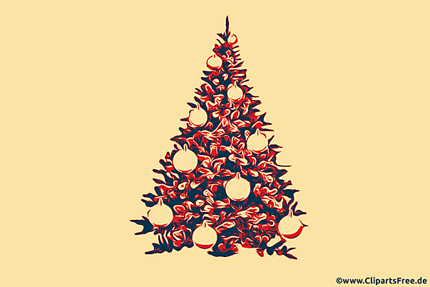 Weihnachtsbaum geschmückt mit Orangen Illustration, Bild, Clipart