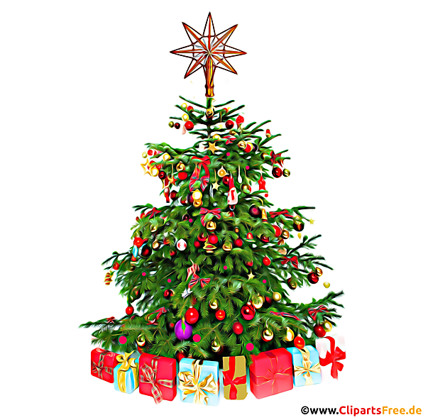 Weihnachtsbaum mit Geschenken Clipart, Illustration, Bild
