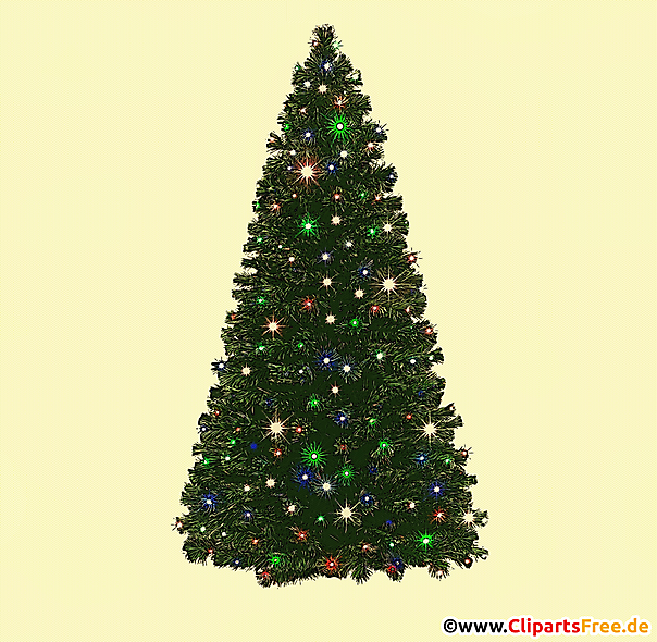 Weihnachtsbaum mit leuchtenden Girlanden Bild, Illustration, Clipart