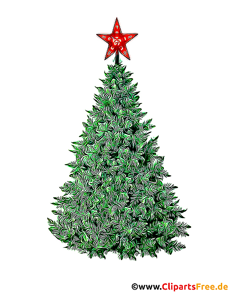Weihnachtsbaum mit rotem Stern Bild, Illustration, Clipart