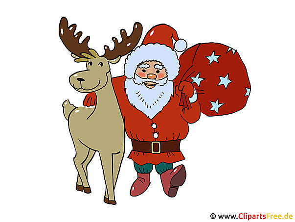 Weihnachtsclipart Santa und Reh Weihnachtsclipart Santa und Reh