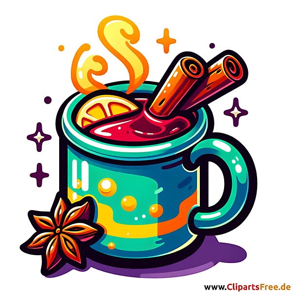 Tasse mit heißem Glühwein Clipart zu Weihnachten