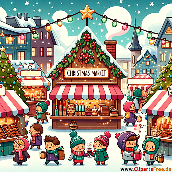 Weihnachtsmarkt Vintage Clipart kostenlos