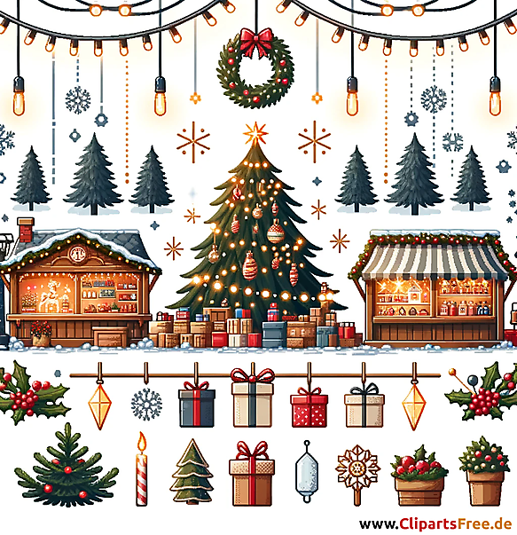 Weihnachtsmarkt Vintage Cliparts kostenlos