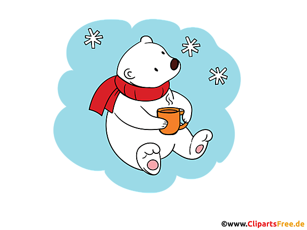 Weißbär im Winter Clipart für Lehrer zur Gestaltung von Arbeitsblättern
