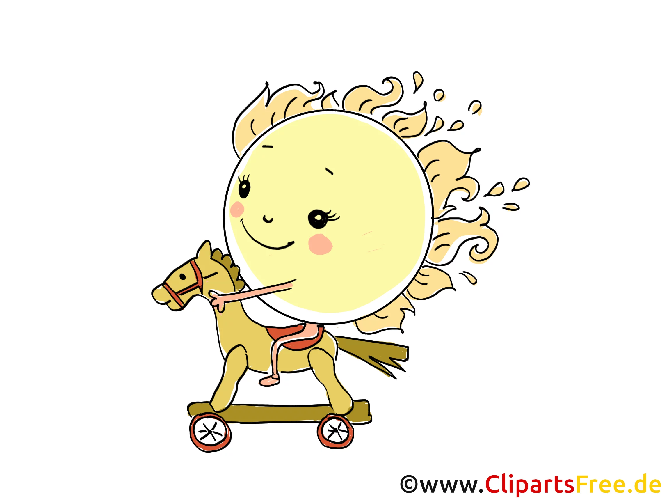 Reiten, Sonne, Pferd Bild, Illustration, Cartoon, Clipart, Pic gratis