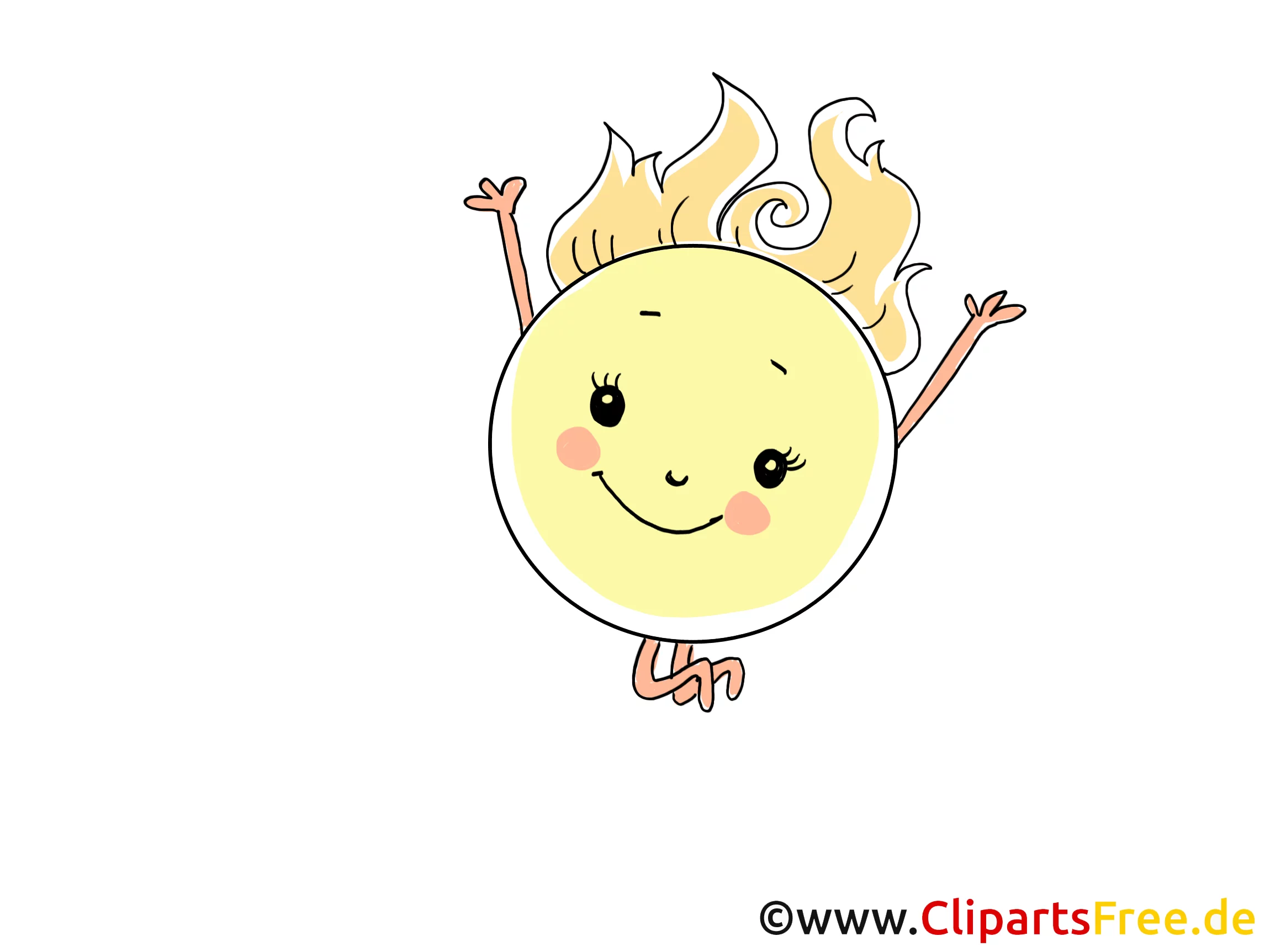 Sonne freut sich ueber Fruehling Bild, Illustration, Cartoon, Clipart, Pic gratis