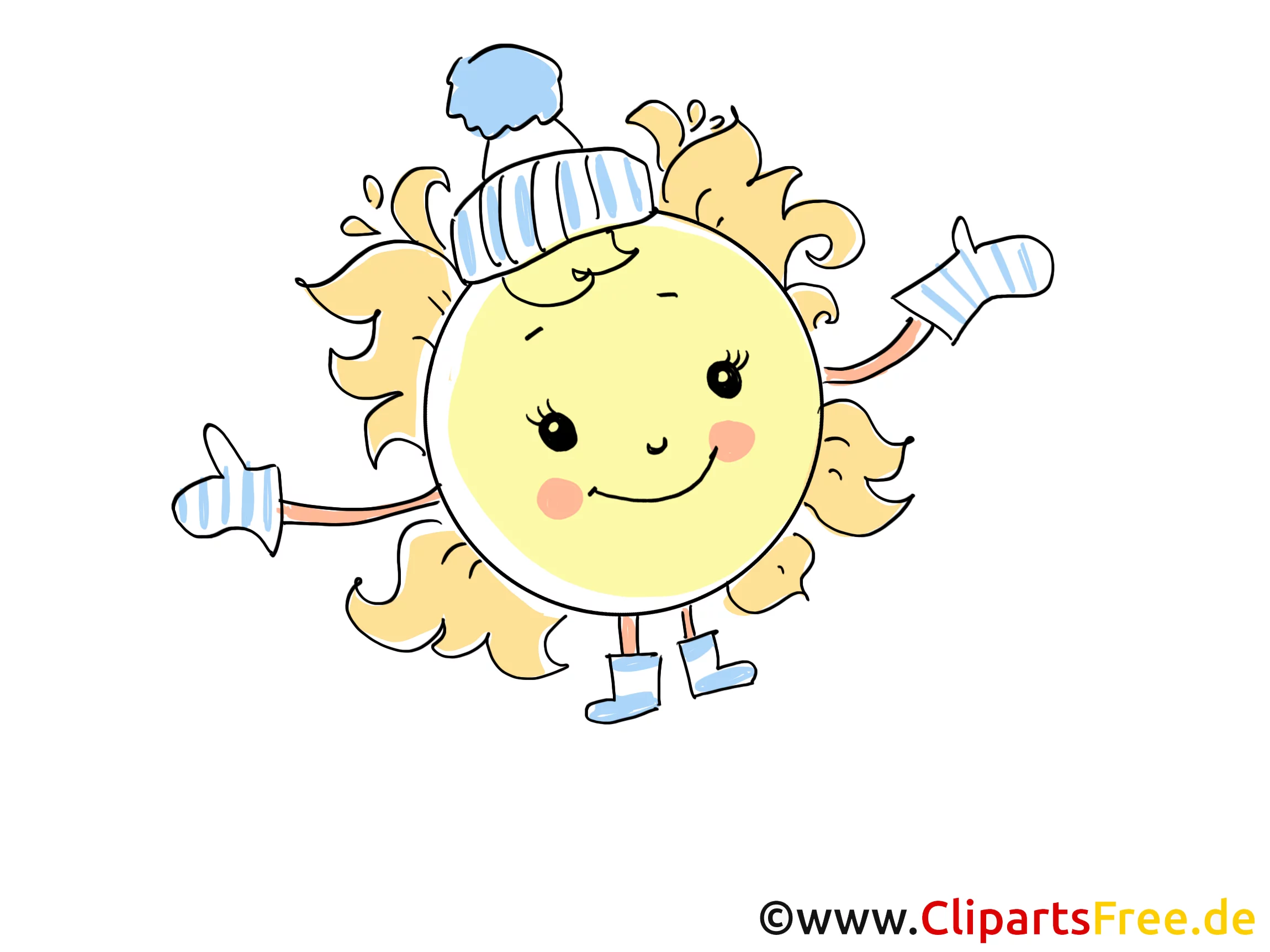 Sonne im Winter Bild, Illustration, Cartoon, Clipart, Pic gratis
