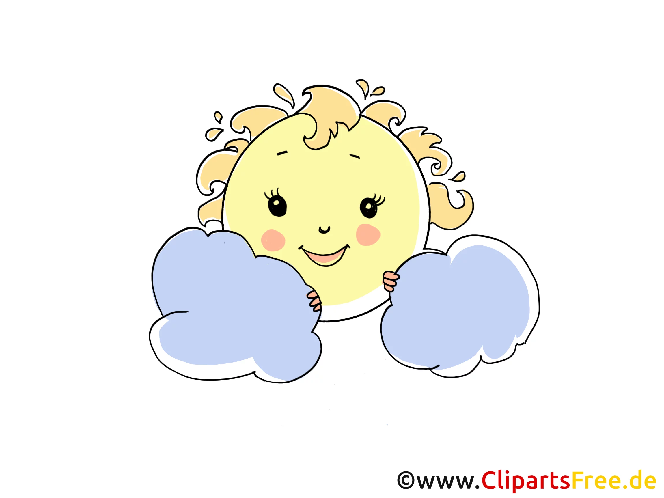 Sonne mit Regenwolken Bild, Illustration, Cartoon, Clipart, Pic gratis