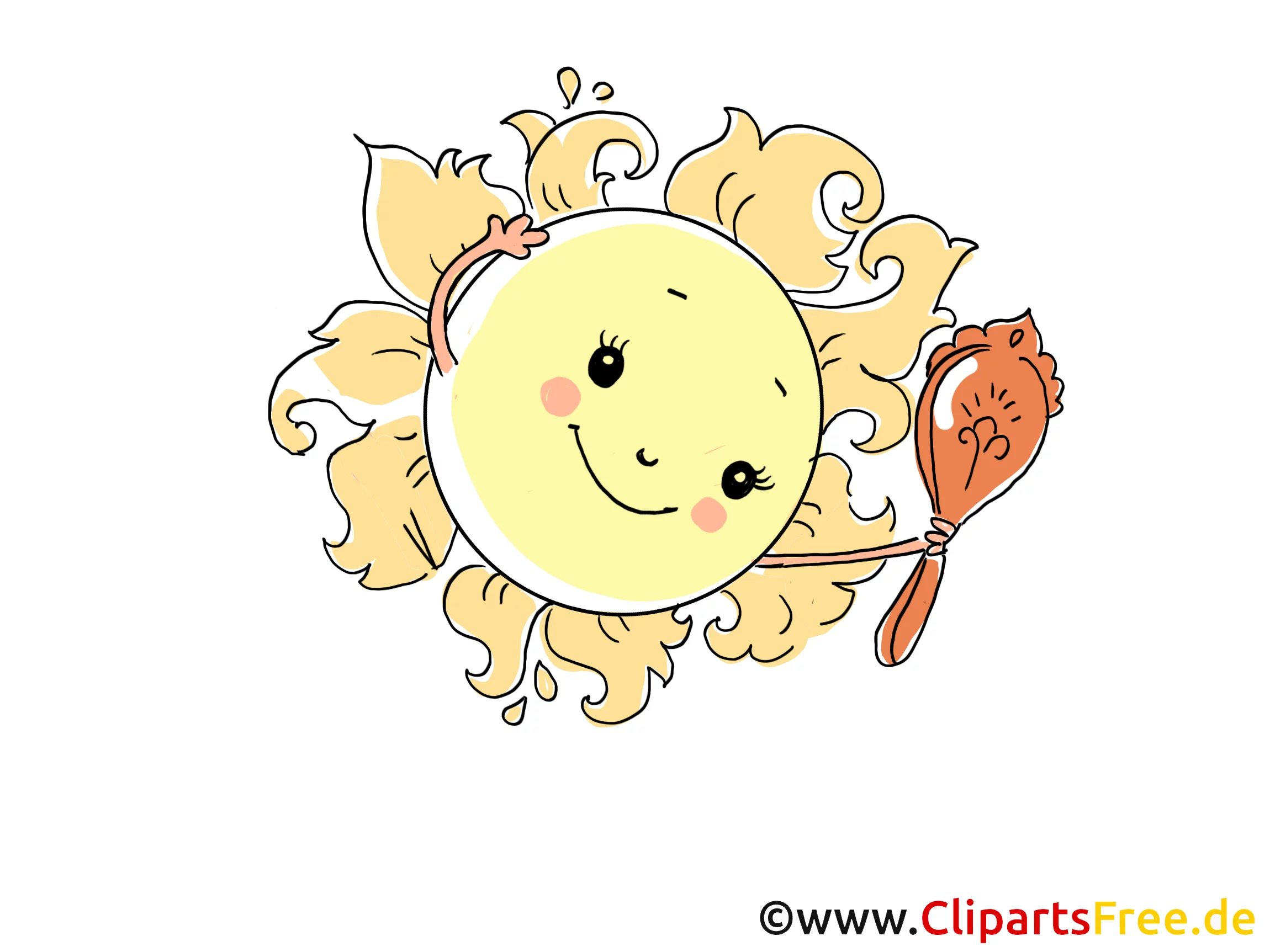 Sonne mit Spiegel Comic, Cartoon, Bild, Clipart, Grafik gratis